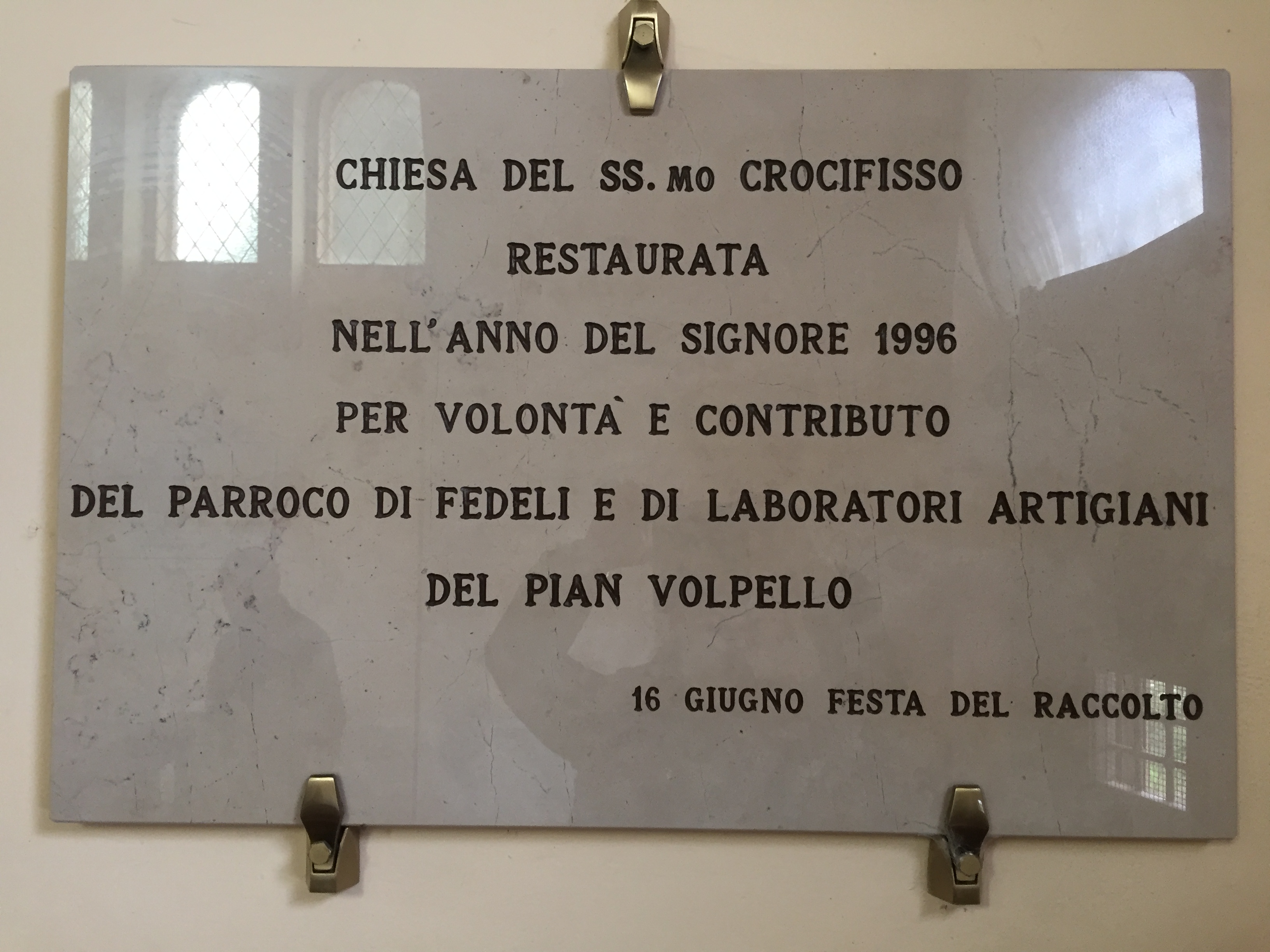 Lapide a ricordo del restauro del 1996 