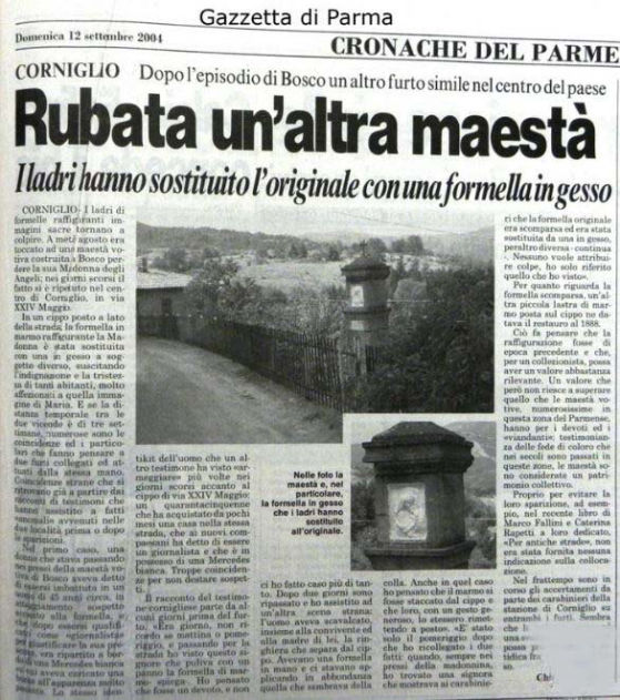 Articolo che riporta il furto