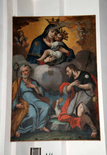 Dipinto con la Madonna del Carmelo tra Santi di Autore Sconosciuto