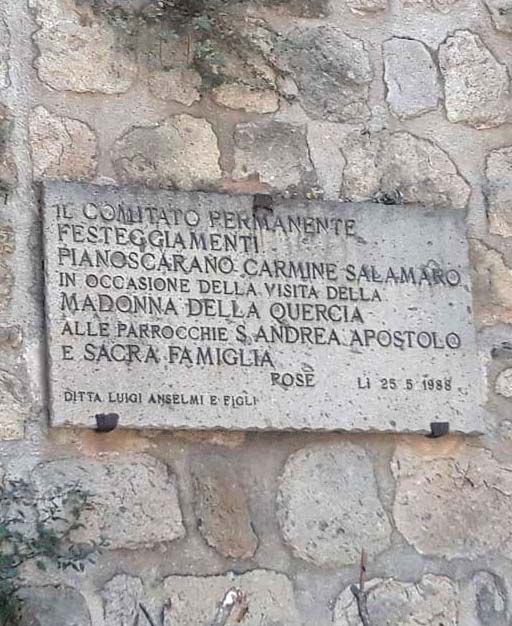 Lapide deposta per i Festeggiamenti