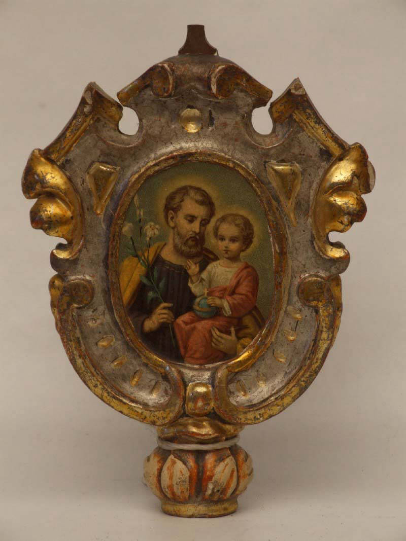 Insegna processionale con San Giuseppe e Madonna del Carmelo