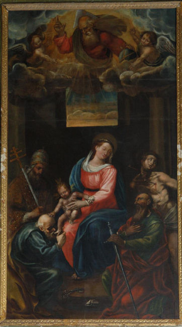 Madonna del Carmelo con Gesù Bambino e quattro Santi di Grappuccioli Carmelo