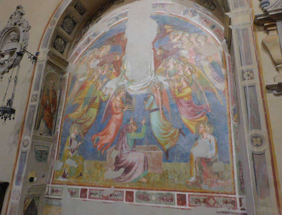 Assunzione di Maria, frammento di affresco di G. di Giovanni